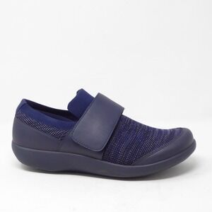 Alegria Womens Dasher Navy Knit Slip On Loafer Casual Walking Shoe Size 39 / 9